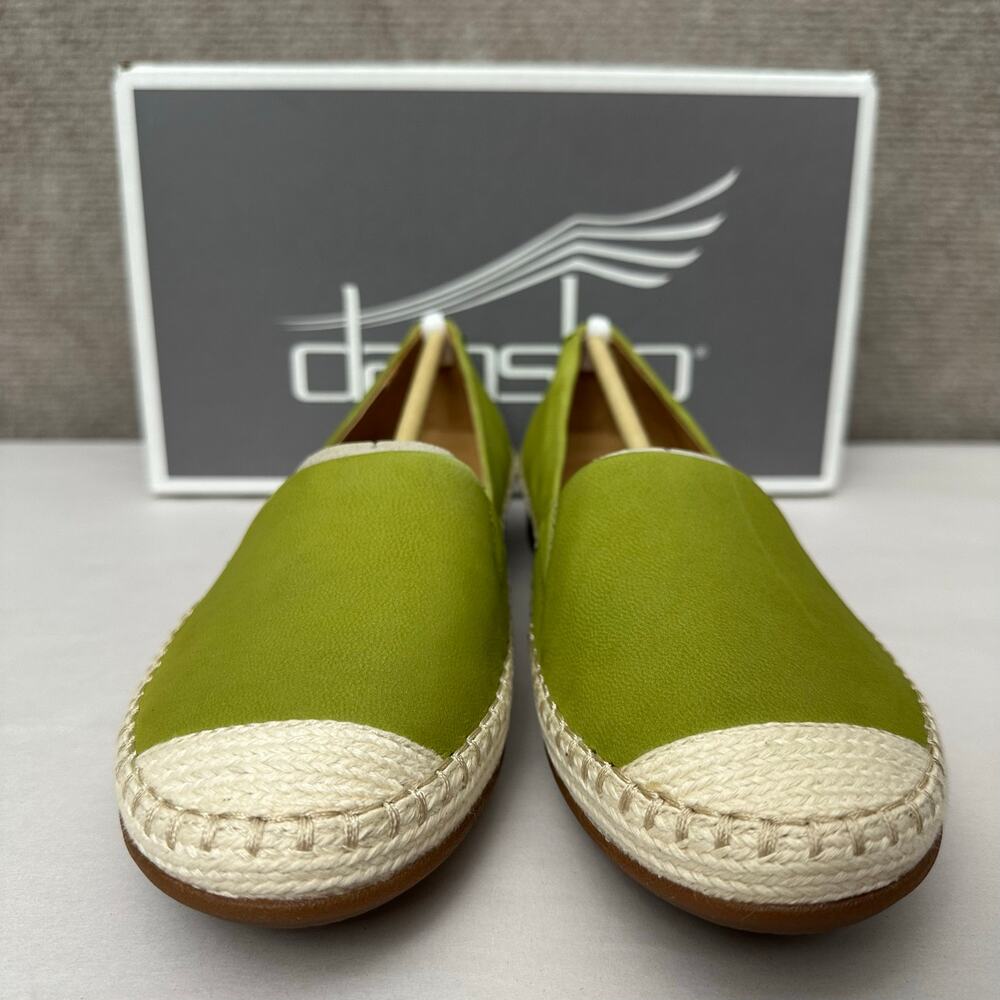 Dansko Lesley Cactus Green Nubuck Leather Slip On Espadrille Flats Women’s 36